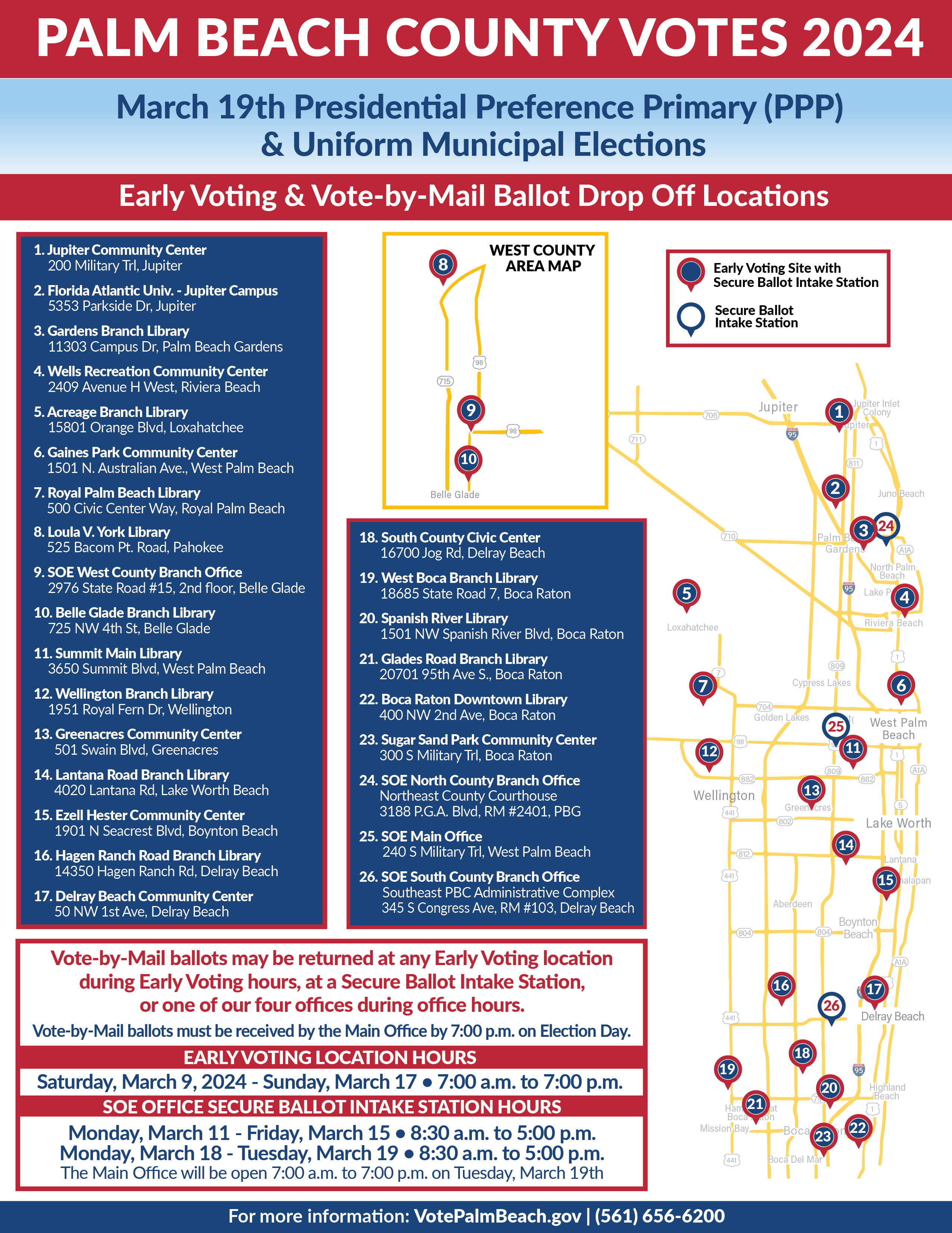 Click on the image to download a PDF flyer of the Early Voting and Vote-by-Mail drop off locations.